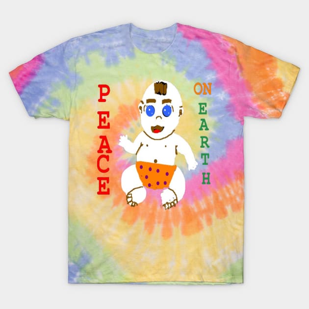 Baby Peace on Earth Design on Tie Dye Background T-Shirt by 2triadstore